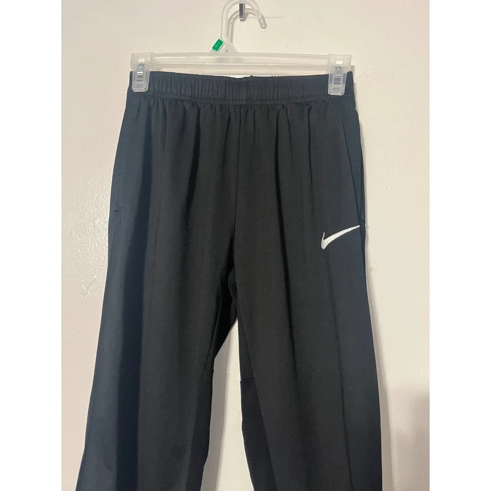 Nike Kids Dri-FIT Black Athletic Track Pants Elastic Waist Swoosh Logo Large L